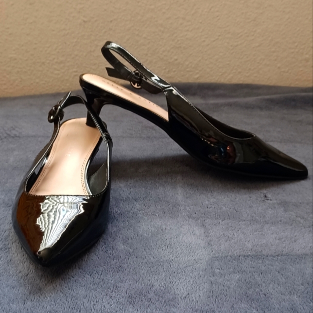 Kelly & Katie Black Patent leather slingback pointed toe baby heel
